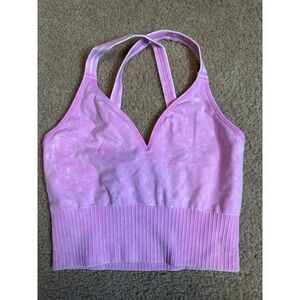 Zenana Outfitters Pink‎ Mineral Wash Seamless V-Neck Sports Bra L/XL NTW-6153A